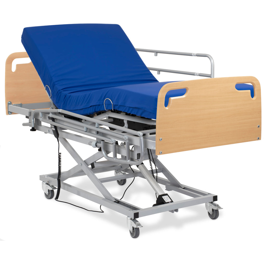 Artykułowane łóżko szpitalne z podnoszącym samochodem, poręczami, materacem i zagłówkiem Fiecero