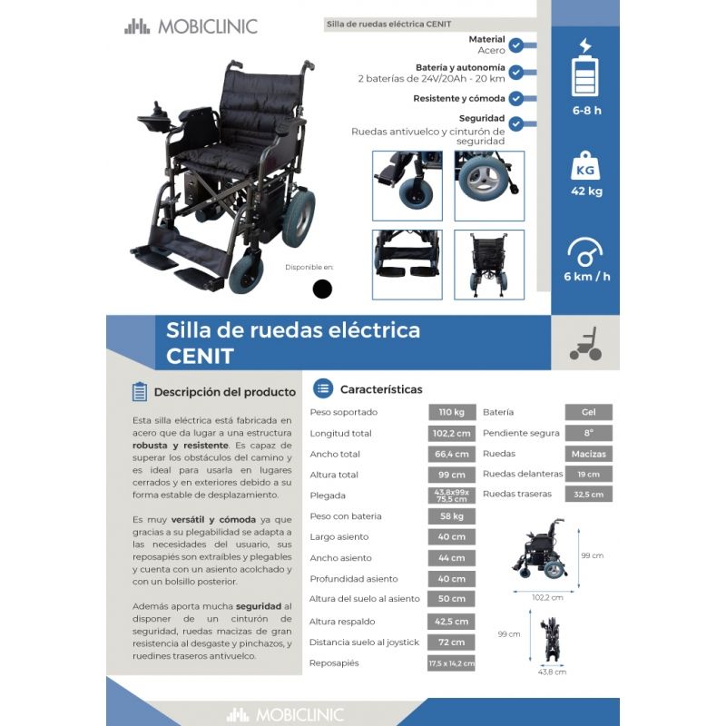 Cenit składanie elektryczne wózek inwalidzki