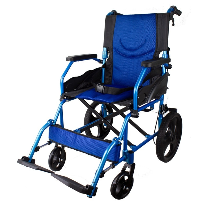 Aluminiowe składane wózki inwalidzkie i niebieskie hamulce uchwytu
